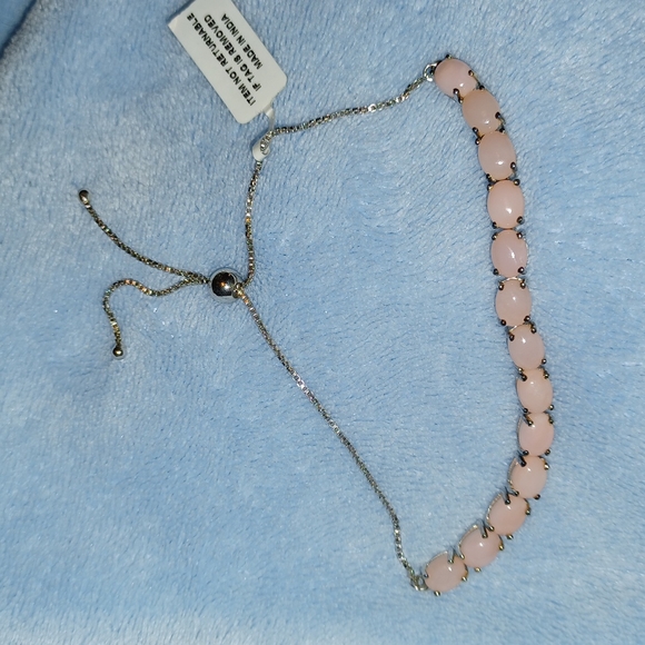 Pink Opal 925 adjustable bracelet. - Picture 5 of 6